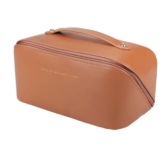 Large travel cosmetic bag women's leather hand-held cosmetic bag travel large-capacity cosmetic bag women's cosmetic kit