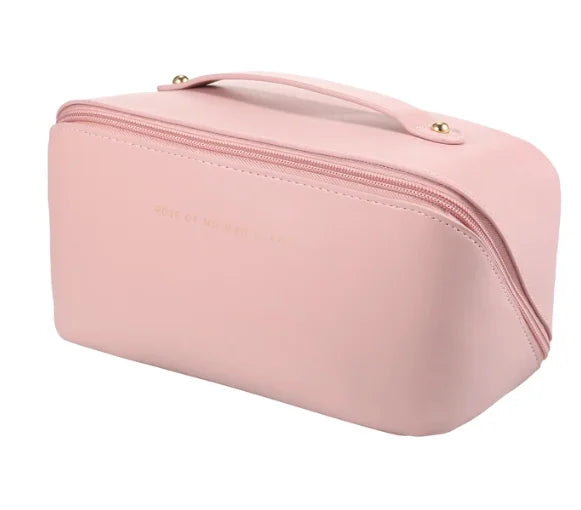 Large travel cosmetic bag women's leather hand-held cosmetic bag travel large-capacity cosmetic bag women's cosmetic kit